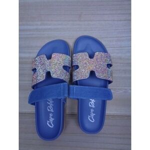 Cape‎ Robbin Women's Markuss Sparkly Sandals Denim Slip On Slide Womens Size 6